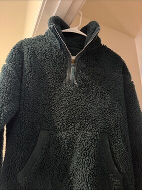 Kids Sherpa Pullover Jacket - Dark Green
